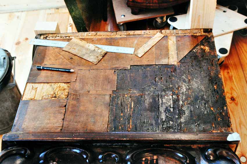 fineer repareren restauratie antiek meubel